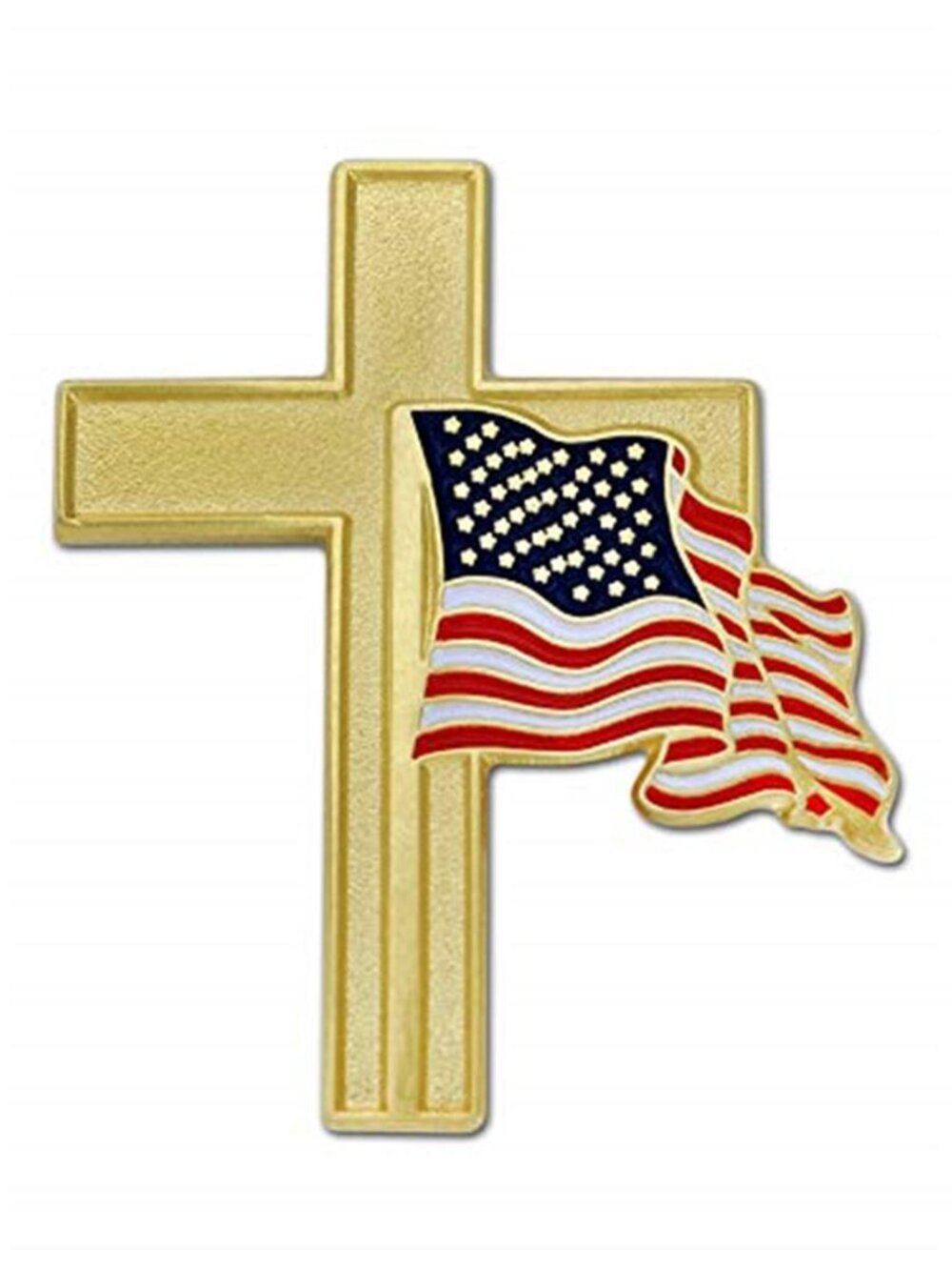 PinMart Patriotic Cross and Religious American Flag Enamel Lapel Pins